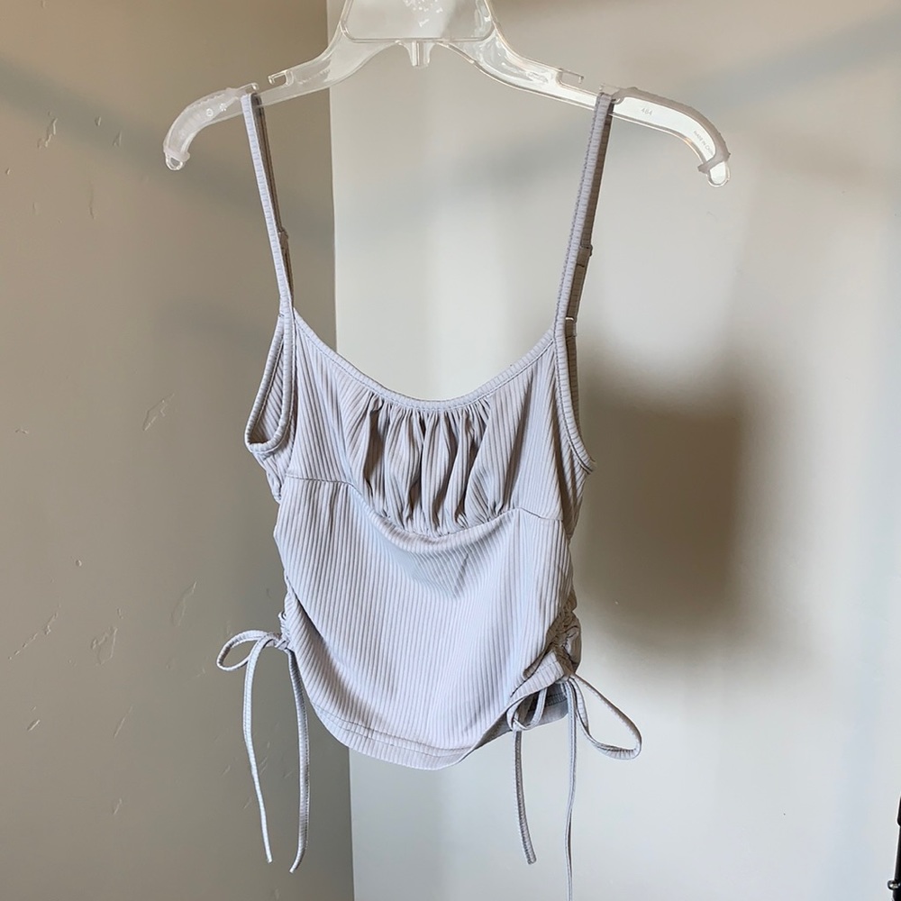 Shein gray cropped tucked top size Large